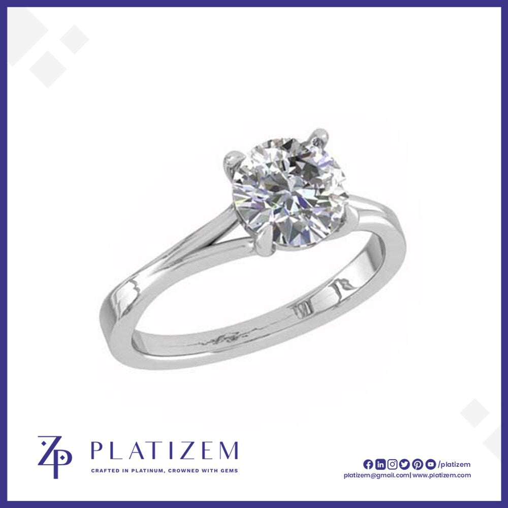 Round Diamond Solitaire Ring on a Tapered Cathedral Style Band