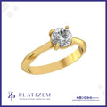 Round Diamond Solitaire Ring on a Tapered Split Prong Gold Band