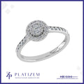 Round Cluster Diamond Ring with Pave Shoulders for Women