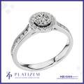 Round Cluster Diamond Ring with Pave Shoulders for Women