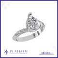 Pear Shape Diamond Ring with a Bypass Band Lined in Round Diamonds