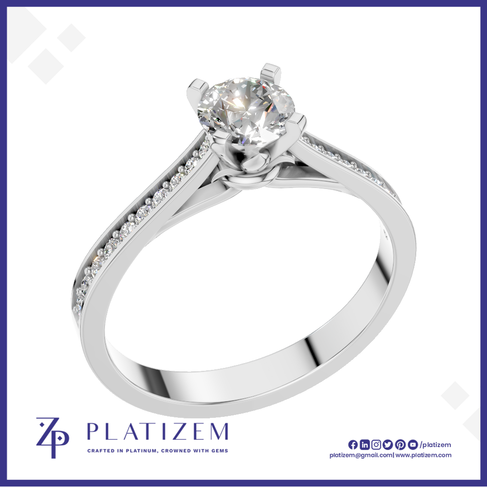 0.5 Carat Round Diamond Pave Engagement Ring for Women
