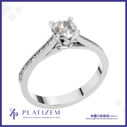 0.5 Carat Round Diamond Pave Engagement Ring for Women