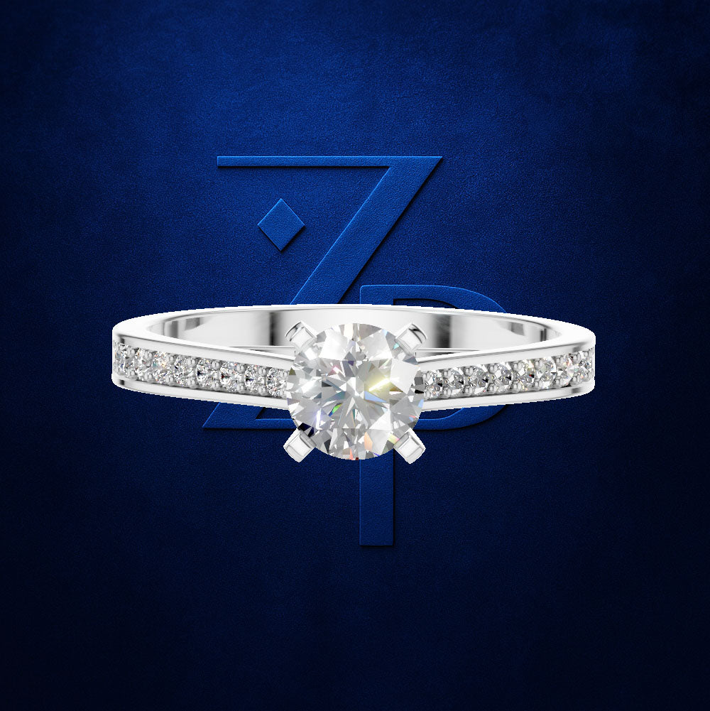 0.5 Carat Round Diamond Pave Engagement Ring for Women
