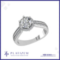 1.5 Carat Round Diamond Halo Double Row Engagement Ring for Women