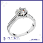 1.5 Carat Round Diamond Halo Double Row Engagement Ring for Women