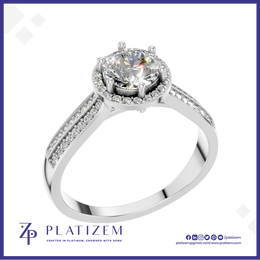 1.5 Carat Round Diamond Halo Double Row Engagement Ring for Women