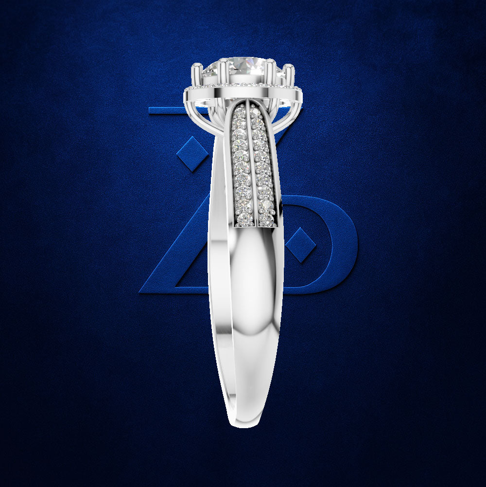 1.5 Carat Round Diamond Halo Double Row Engagement Ring for Women