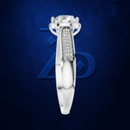1.5 Carat Round Diamond Halo Double Row Engagement Ring for Women