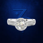1.5 Carat Round Diamond Halo Double Row Engagement Ring for Women