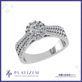 Round Halo Diamond Ring with Triple Row Shoulders for Women