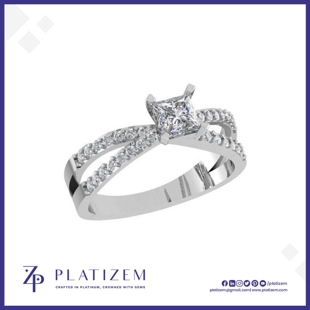 Princess Cut Diamond Split Shank Engagement Ring for Women