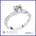 Round Solitaire Twisted Band Engagement Ring for Women