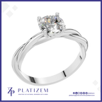 Round Solitaire Twisted Band Engagement Ring for Women