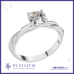 Round Solitaire Twisted Band Engagement Ring for Women