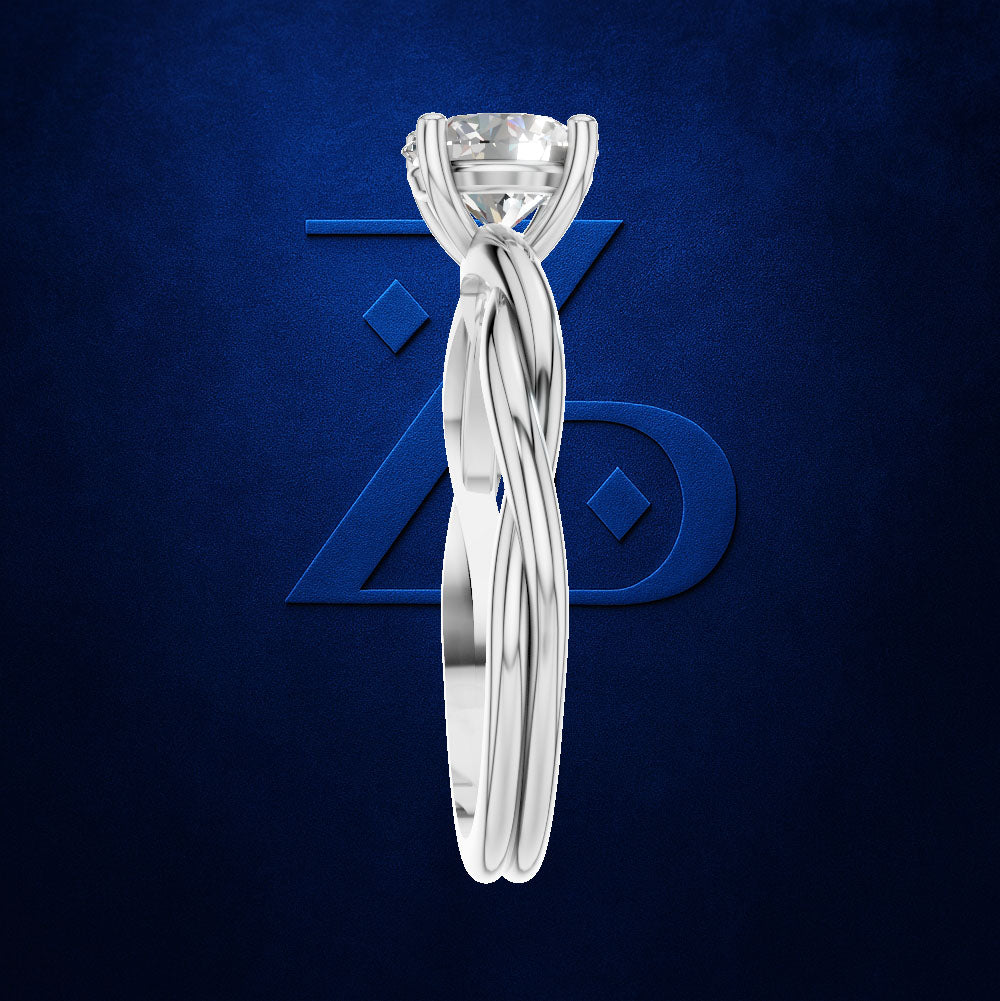 Round Solitaire Twisted Band Engagement Ring for Women