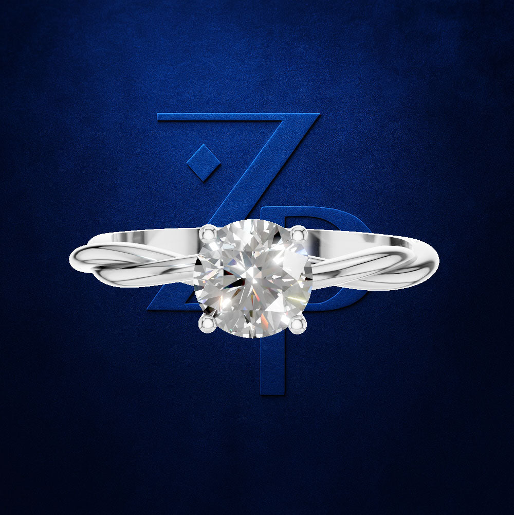 Round Solitaire Twisted Band Engagement Ring for Women