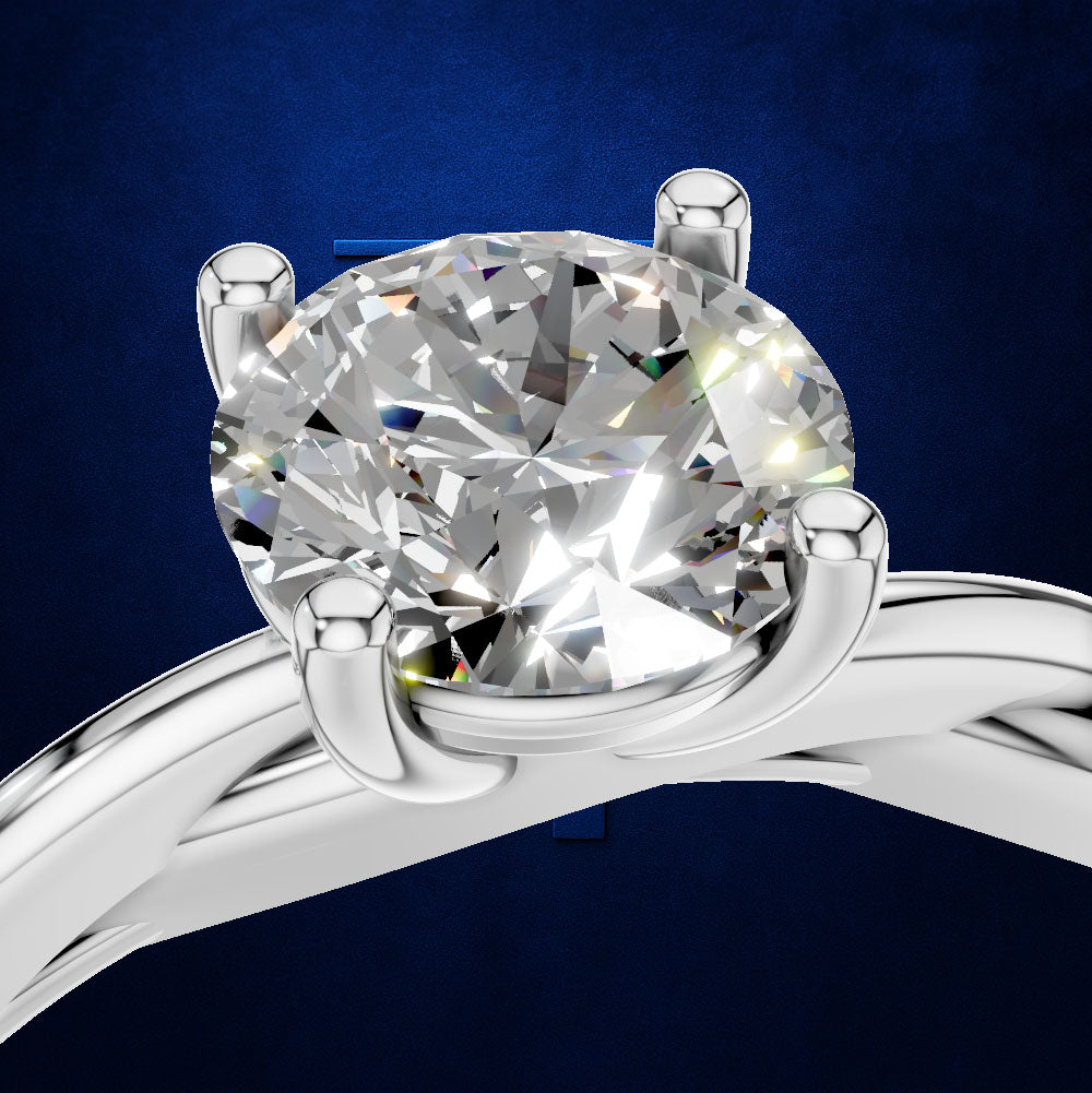 Round Solitaire Twisted Band Engagement Ring for Women