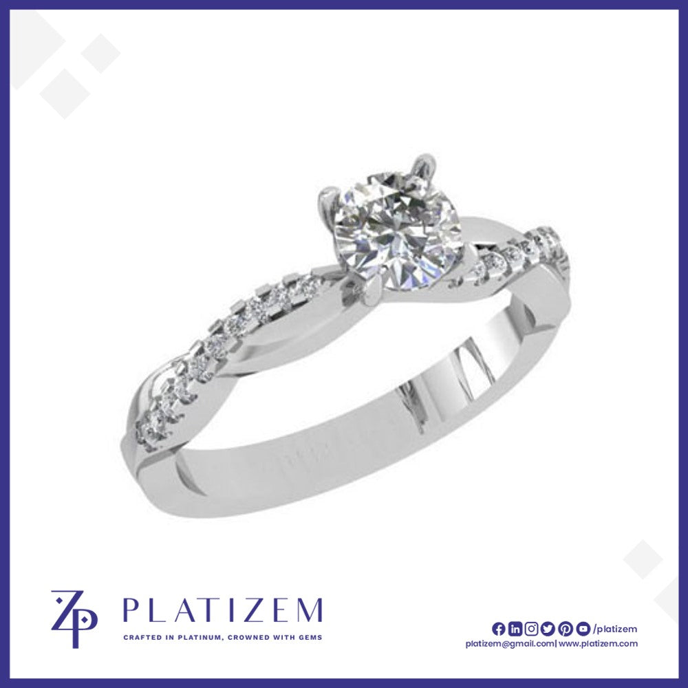 Round Diamond Twisted Shank Engagement Ring for Women