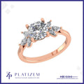Round Diamond Cluster Engagement Ring with Marquise Accents