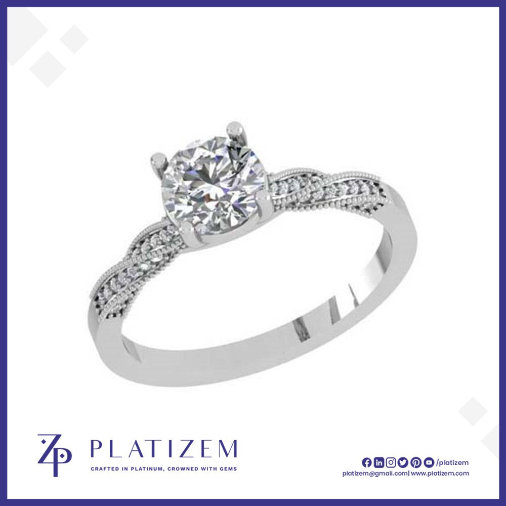 Round Solitaire Twisted Shank Diamond Engagement Ring for Women