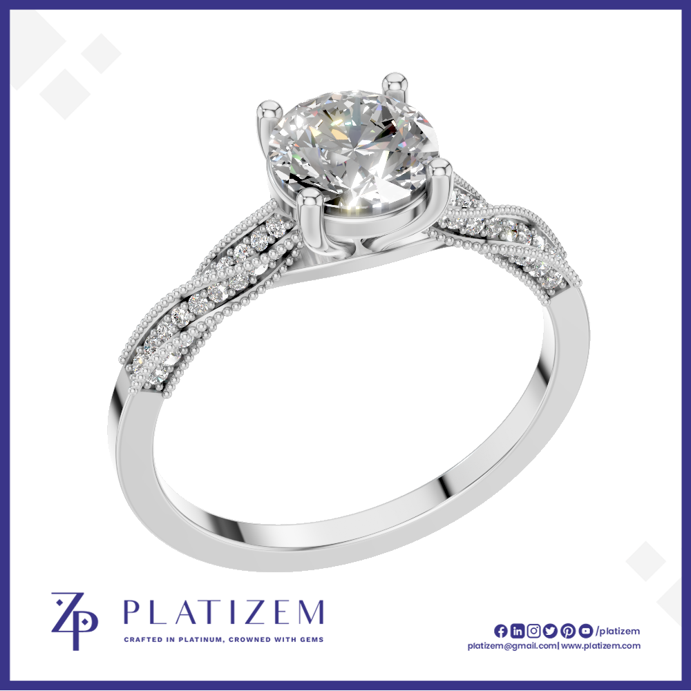 Round Solitaire Twisted Shank Diamond Engagement Ring for Women