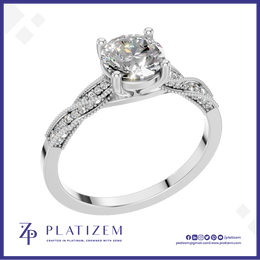 Round Solitaire Twisted Shank Diamond Engagement Ring for Women