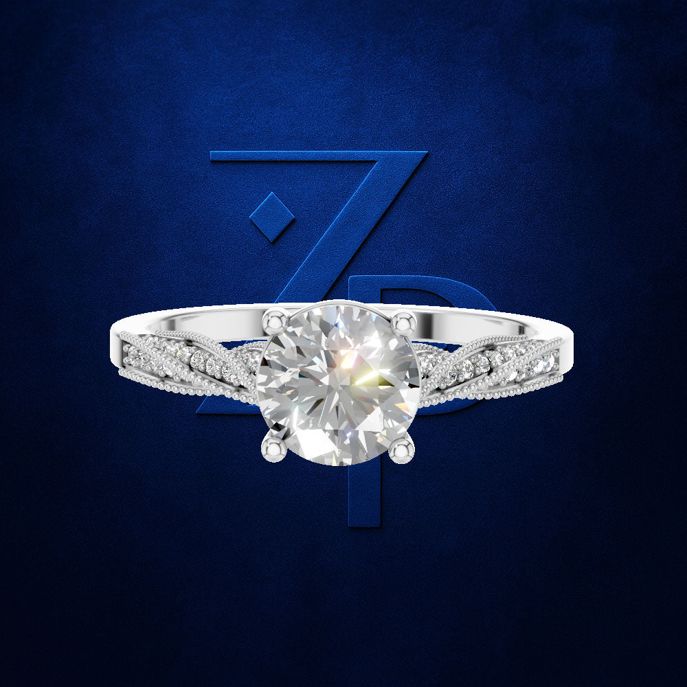 Round Solitaire Twisted Shank Diamond Engagement Ring for Women