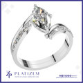 Marquise Diamond Ring on a Bypass Band Lined with Round Diamonds