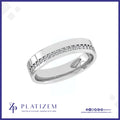 Round Diamond Wedding Band with a Flat Polished Edge and Channel Row