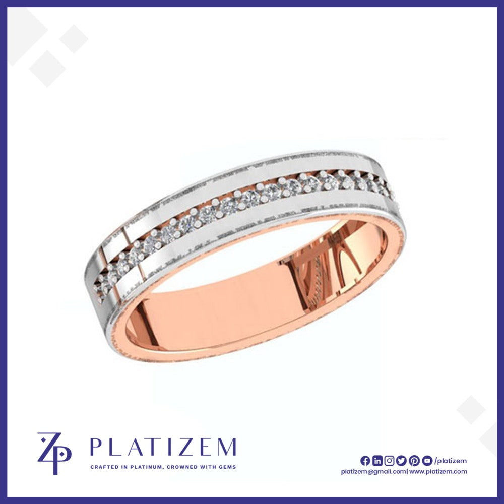 Round Diamond Channel Set Wedding Band with a Contrasting Interior Rail