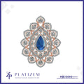 Sapphire Cabochon Floral Diamond Statement Brooch for Women