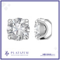 Platinum Round Diamond Stud Earrings with Four Prong Setting