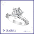 Round Diamond Engagement Ring with Pave Band for Women