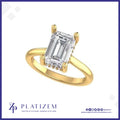 Emerald Cut Diamond Solitaire Ring with a Hidden Diamond Accent Halo