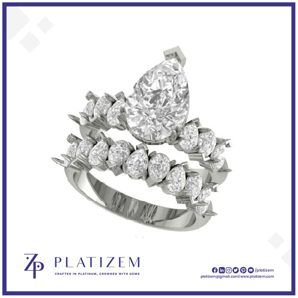 Pear Cut Diamond Bridal Set with Curved Diamond Wedding Band