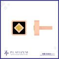 Citrine Princess Cut Onyx Frame Stud Earring for Women