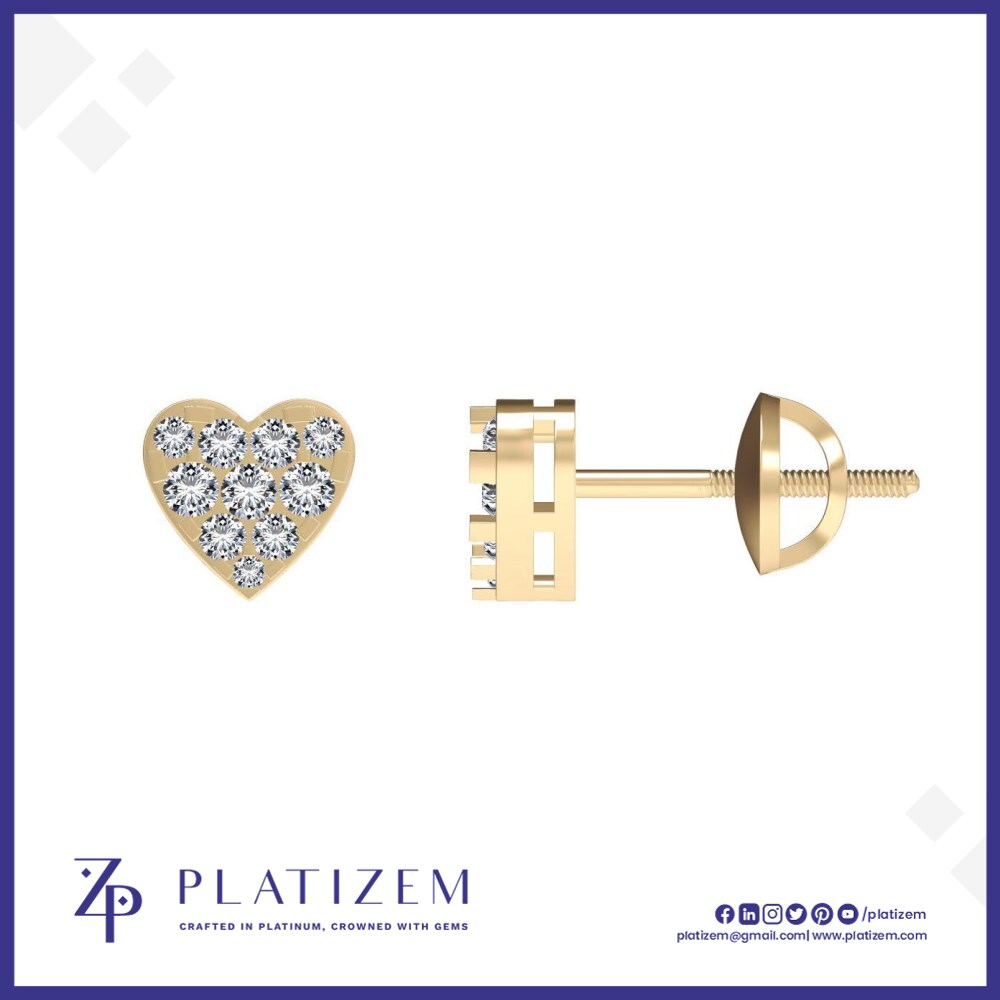 Diamond Pave Heart Stud Earrings for Women
