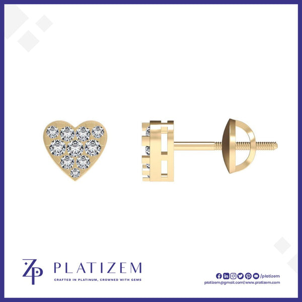 Diamond Pave Heart Stud Earrings for Women
