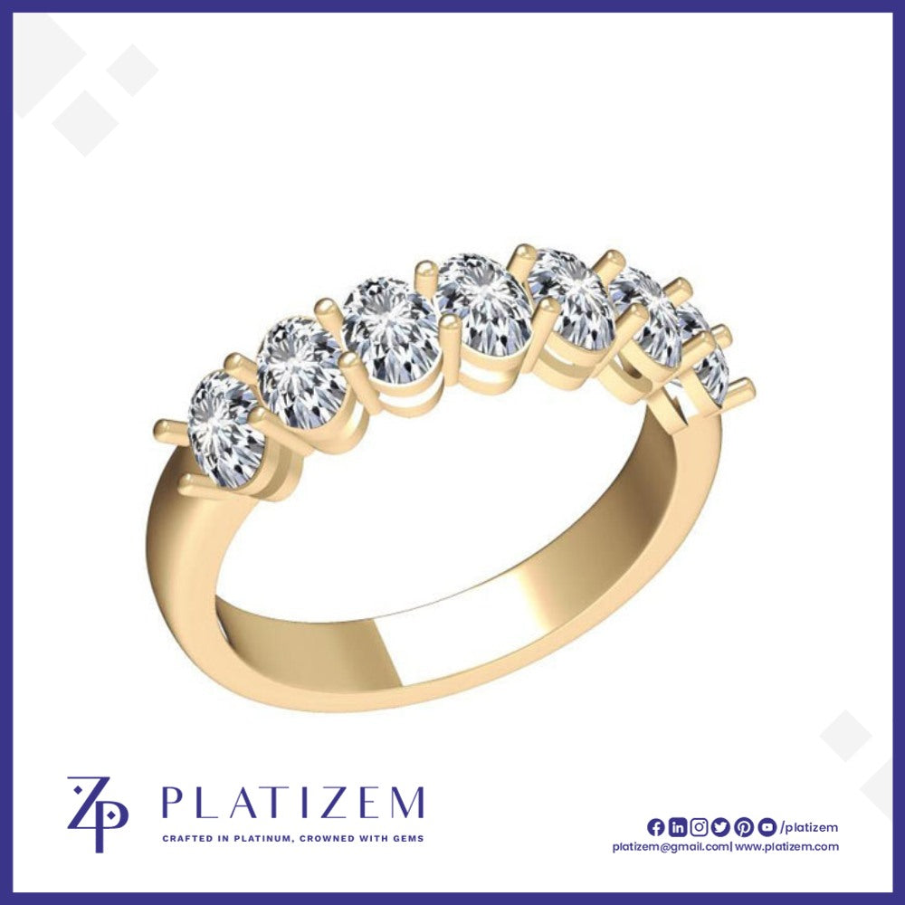 Oval Diamond Seven Stone Wedding Band for Women