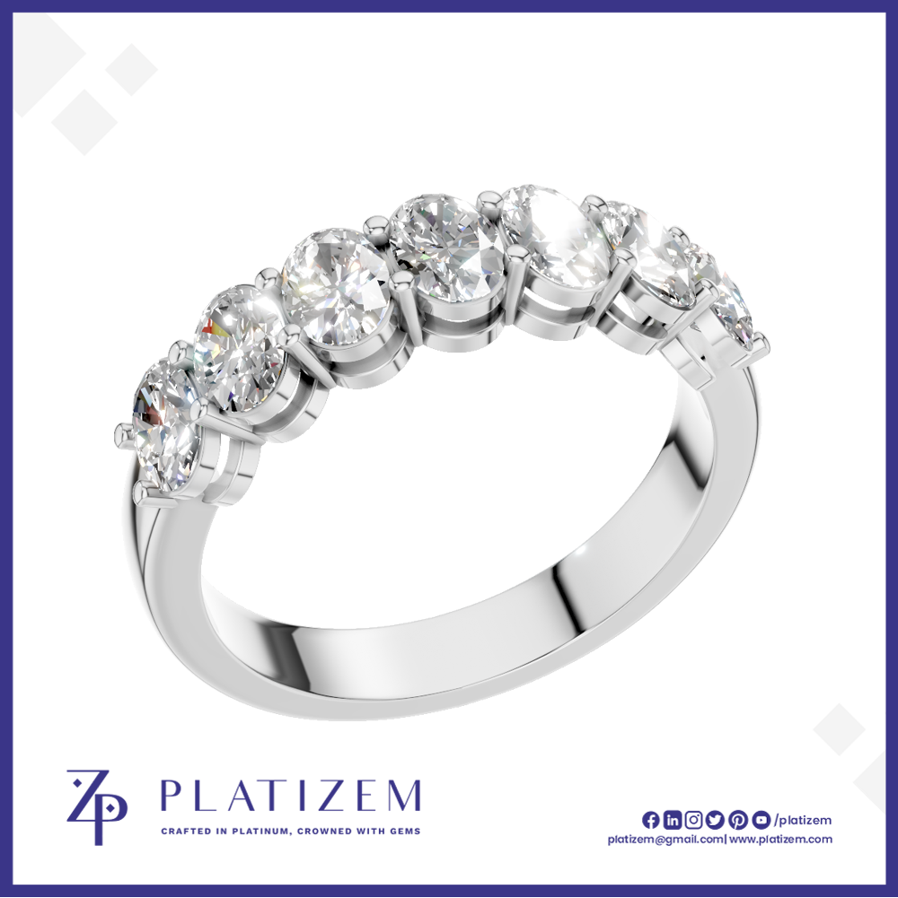 Oval Diamond Seven Stone Wedding Band for Women