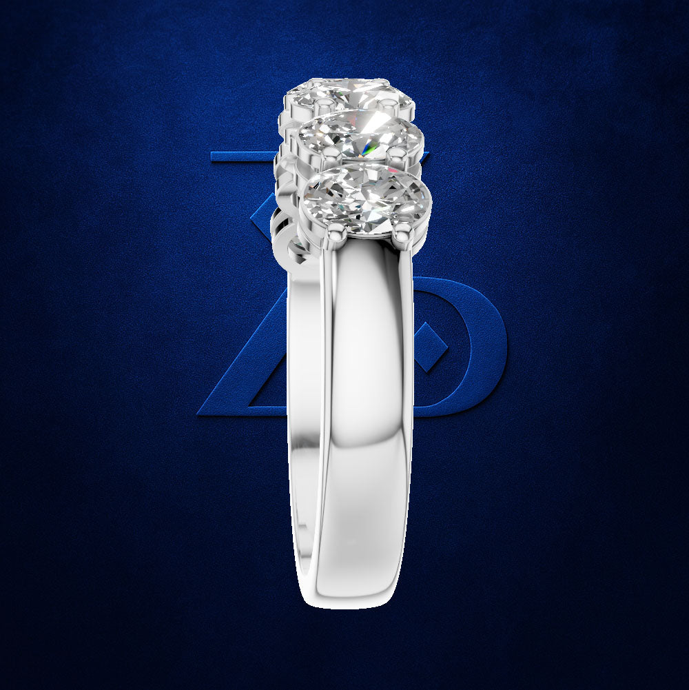 Oval Diamond Seven Stone Wedding Band for Women