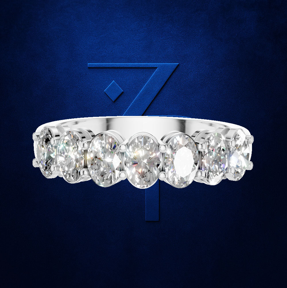 Oval Diamond Seven Stone Wedding Band for Women