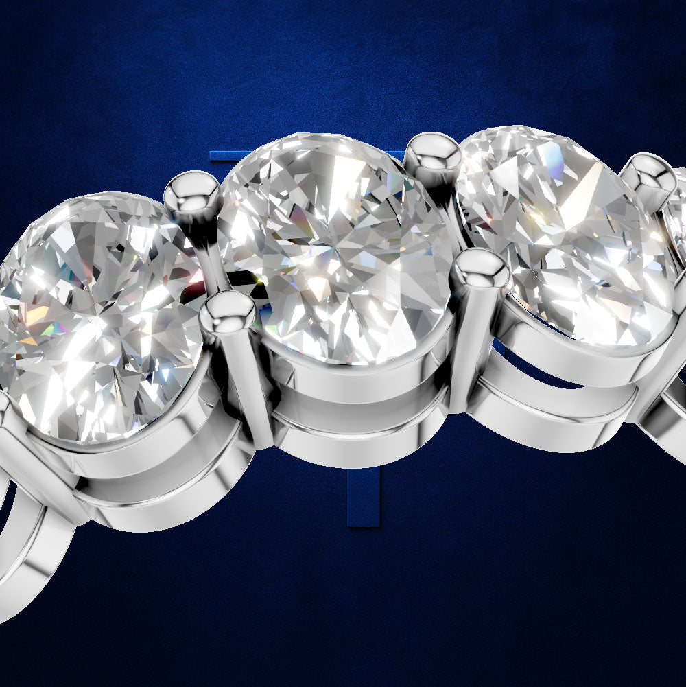 Oval Diamond Seven Stone Wedding Band for Women