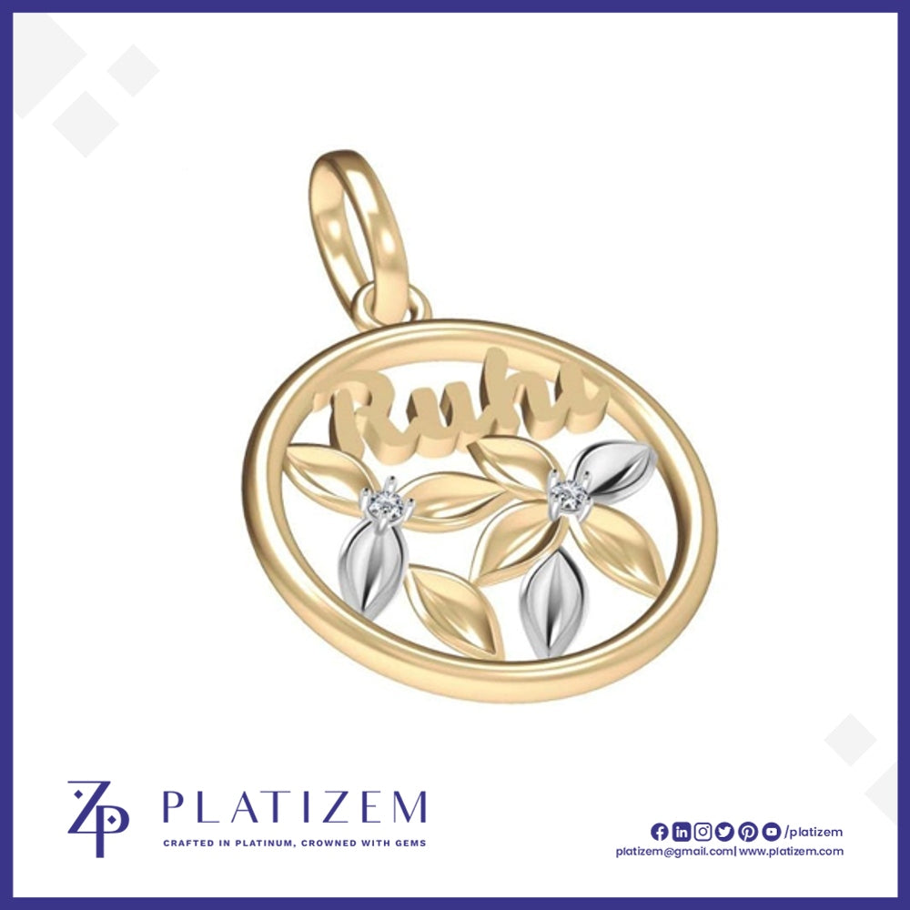 Personalized Name Floral Cutout Diamond Pendant for Women