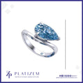 Pear Shaped Blue Diamond Bypass Ring for Women