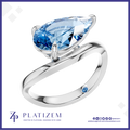 Pear Shaped Blue Diamond Bypass Ring for Women