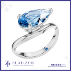 Pear Shaped Blue Diamond Bypass Ring for Women