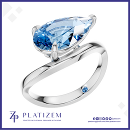 Pear Shaped Blue Diamond Bypass Ring for Women