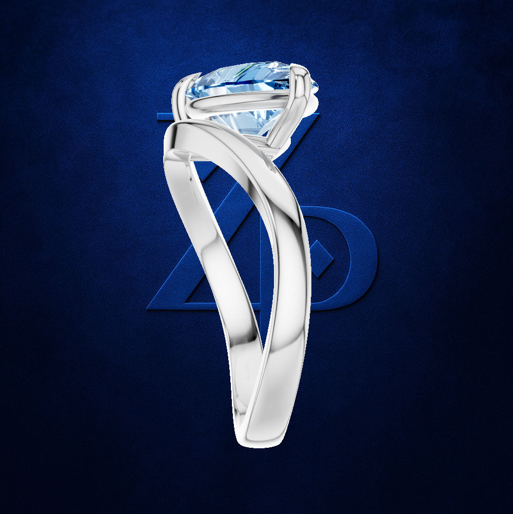 Pear Shaped Blue Diamond Bypass Ring for Women